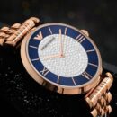 Emporio Armani Gianni T-Bar Quartz Crystals Black Dial Gold Steel Strap Watch For Women - AR11423